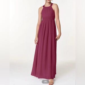 AZAZIE COLLEEN A-Line Lace Chiffon Floor-Length Burgundy Bridesmaid Dress Size 2